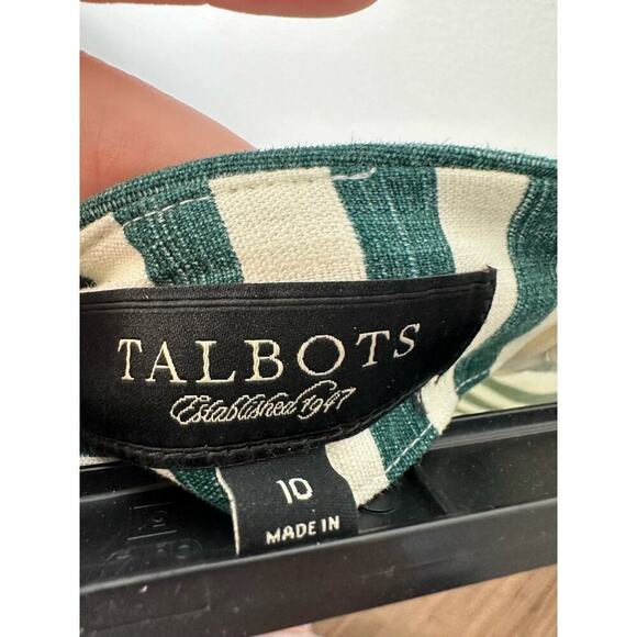 Talbots Green White Striped Cotton Pencil Skirt Sz 10 - Picture 2 of 3